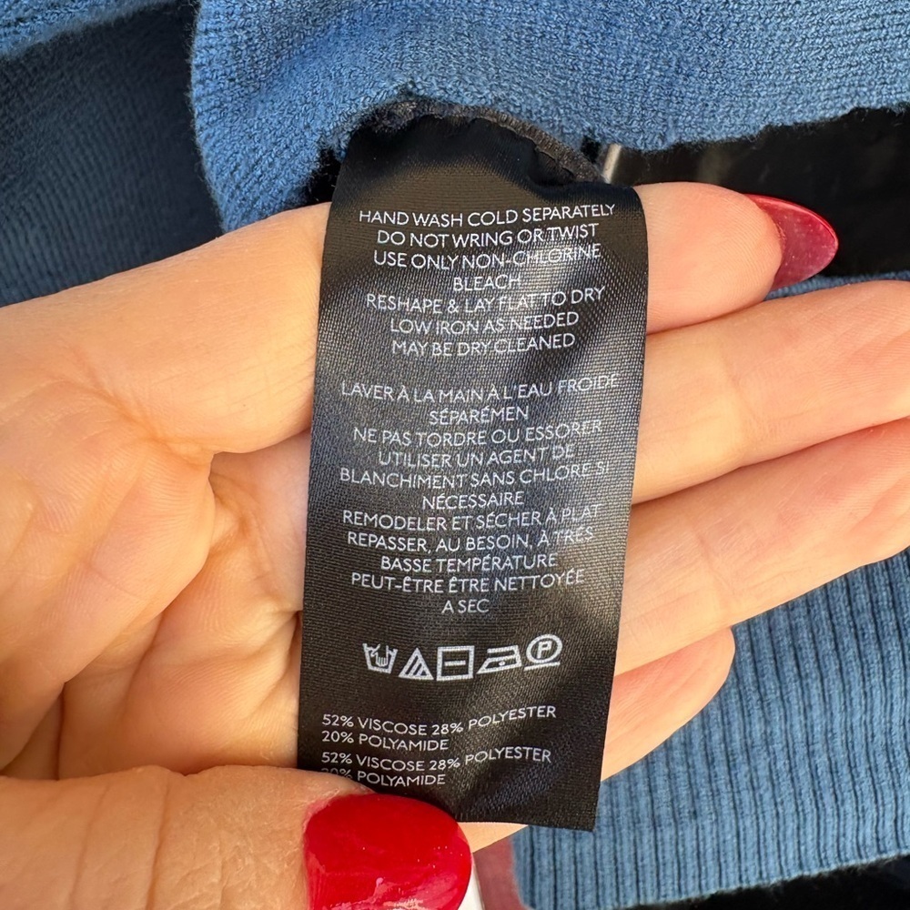 Anthropologie Modern Off-The-Shoulder Sweater TURQUOISE size L preloved - Picture 10 of 11
